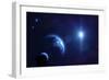 Planet Earth and its Moon in Outer Space-null-Framed Art Print