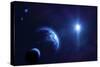 Planet Earth and its Moon in Outer Space-null-Stretched Canvas