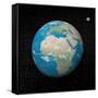 Planet Earth and Moon Surrounded with Stars-null-Framed Stretched Canvas