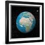 Planet Earth and Moon Surrounded with Stars-null-Framed Art Print