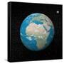 Planet Earth and Moon Surrounded with Stars-null-Framed Stretched Canvas