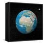 Planet Earth and Moon Surrounded with Stars-null-Framed Stretched Canvas