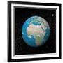 Planet Earth and Moon Surrounded with Stars-null-Framed Art Print