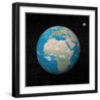 Planet Earth and Moon Surrounded with Stars-null-Framed Art Print