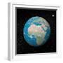 Planet Earth and Moon Surrounded with Stars-null-Framed Art Print