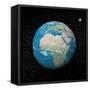 Planet Earth and Moon Surrounded with Stars-null-Framed Stretched Canvas