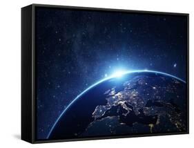 Planet Earth from the Space at Night-Rangizzz-Framed Stretched Canvas