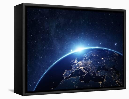 Planet Earth from the Space at Night-Rangizzz-Framed Stretched Canvas