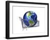 Planet Earth Inside Supermarket Trolley-null-Framed Art Print