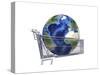Planet Earth Inside Supermarket Trolley-null-Stretched Canvas