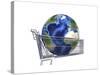 Planet Earth Inside Supermarket Trolley-null-Stretched Canvas