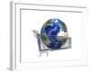 Planet Earth Inside Supermarket Trolley-null-Framed Art Print