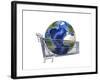 Planet Earth Inside Supermarket Trolley-null-Framed Art Print