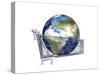 Planet Earth Inside Supermarket Trolley-null-Stretched Canvas