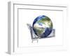 Planet Earth Inside Supermarket Trolley-null-Framed Art Print