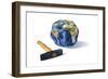 Planet Earth Smashed by a Hammer-null-Framed Art Print