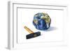 Planet Earth Smashed by a Hammer-null-Framed Art Print