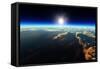 Planet Earth Sunrise over Cloudy Ocean from Outer Space (3D Artwork)-Johan Swanepoel-Framed Stretched Canvas