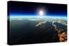 Planet Earth Sunrise over Cloudy Ocean from Outer Space (3D Artwork)-Johan Swanepoel-Stretched Canvas