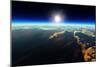 Planet Earth Sunrise over Cloudy Ocean from Outer Space (3D Artwork)-Johan Swanepoel-Mounted Art Print