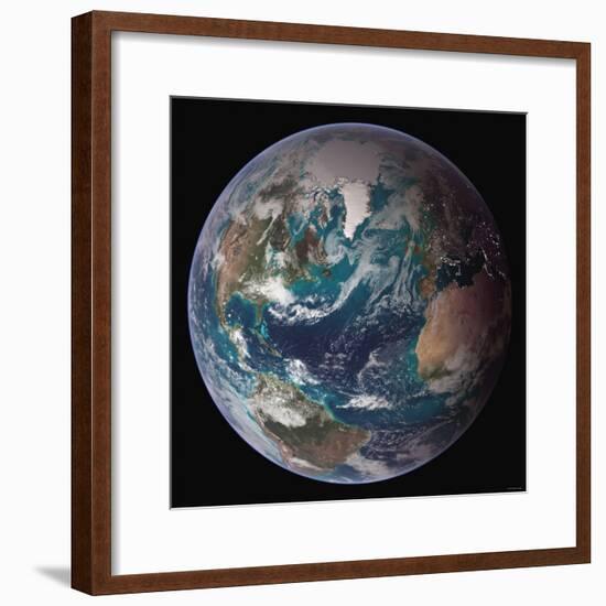 Planet Earth Western Hemisphere, NASA Satellite Composite-Stocktrek Images-Framed Photographic Print