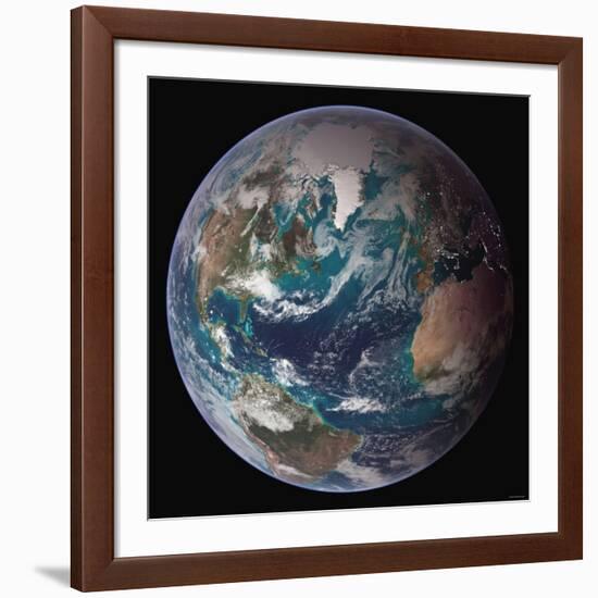 Planet Earth Western Hemisphere, NASA Satellite Composite-Stocktrek Images-Framed Photographic Print