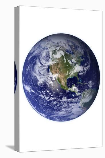 Planet Earth Western Hemisphere on White-null-Stretched Canvas