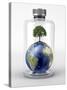 Planet Earth with a Tree On Top, inside a Glass Bottle-Stocktrek Images-Stretched Canvas