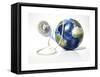 Planet Earth with Electric Cable, Plug and Socket-null-Framed Stretched Canvas