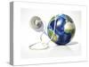 Planet Earth with Electric Cable, Plug and Socket-null-Stretched Canvas