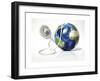 Planet Earth with Electric Cable, Plug and Socket-null-Framed Art Print