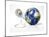 Planet Earth with Electric Cable, Plug and Socket-null-Mounted Art Print