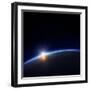 Planet Earth with Rising Sun in Space-Johan Swanepoel-Framed Art Print