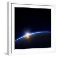 Planet Earth with Rising Sun in Space-Johan Swanepoel-Framed Art Print