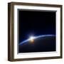 Planet Earth with Rising Sun in Space-Johan Swanepoel-Framed Art Print