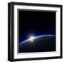 Planet Earth with Rising Sun in Space-Johan Swanepoel-Framed Art Print
