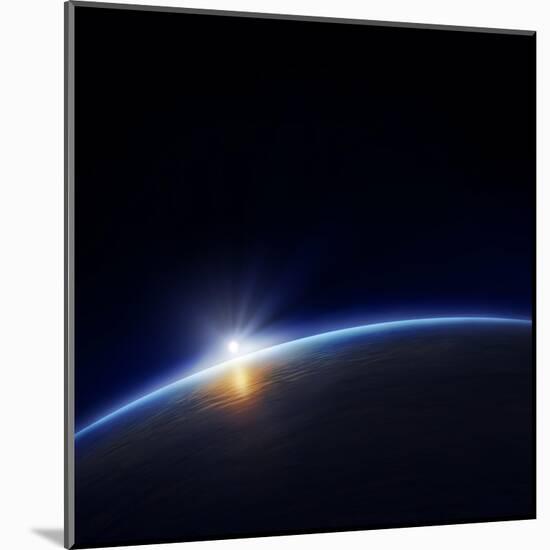 Planet Earth with Rising Sun in Space-Johan Swanepoel-Mounted Art Print