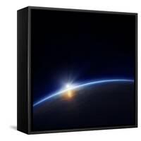 Planet Earth with Rising Sun in Space-Johan Swanepoel-Framed Stretched Canvas