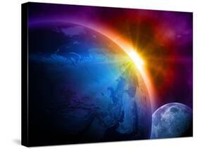 Planet Earth With Sunrise In Space-alanuster-Stretched Canvas