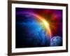 Planet Earth With Sunrise In Space-alanuster-Framed Art Print