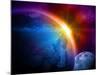 Planet Earth With Sunrise In Space-alanuster-Mounted Art Print