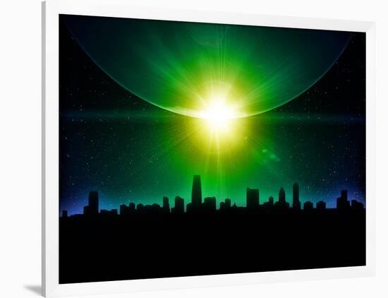 Planet Earth With Sunrise In Space-alanuster-Framed Art Print