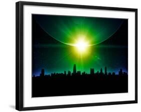 Planet Earth With Sunrise In Space-alanuster-Framed Art Print