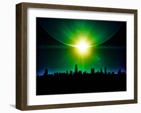 Planet Earth With Sunrise In Space-alanuster-Framed Art Print