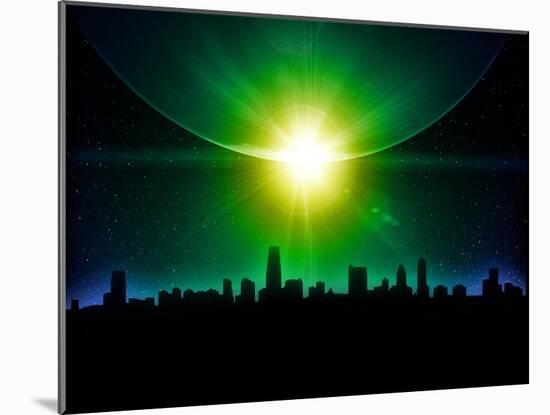 Planet Earth With Sunrise In Space-alanuster-Mounted Art Print