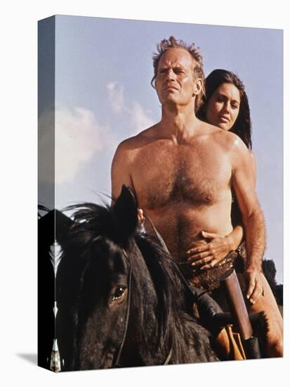 PLANET OF THE APES, 1968 directed by FRANKLYN J. SCHAFFNER Charlton Heston / Linda Harrison (photo)-null-Stretched Canvas