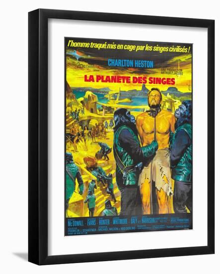 Planet of the Apes, French Movie Poster, 1968-null-Framed Art Print