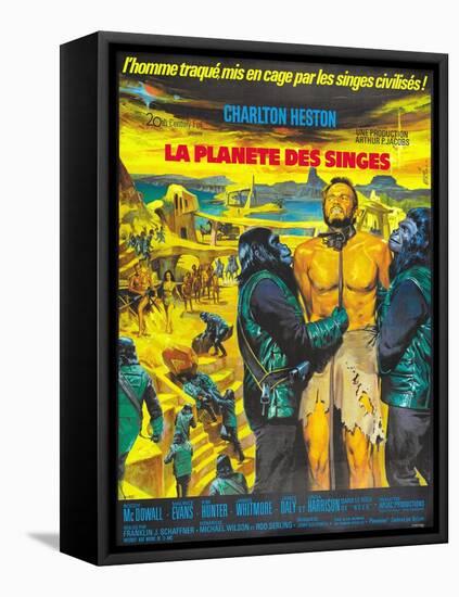 Planet of the Apes, French Movie Poster, 1968-null-Framed Stretched Canvas