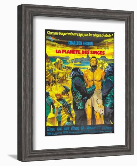 Planet of the Apes, French Movie Poster, 1968-null-Framed Art Print