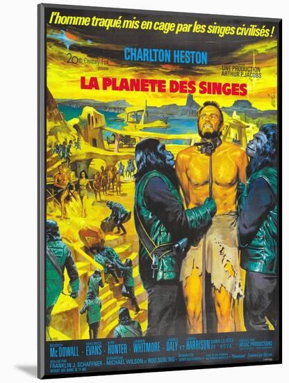 Planet of the Apes, French Movie Poster, 1968-null-Mounted Art Print